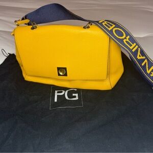 PG -Purificacion Garcia! Yellow Leather Crossbody with Branded Strap
